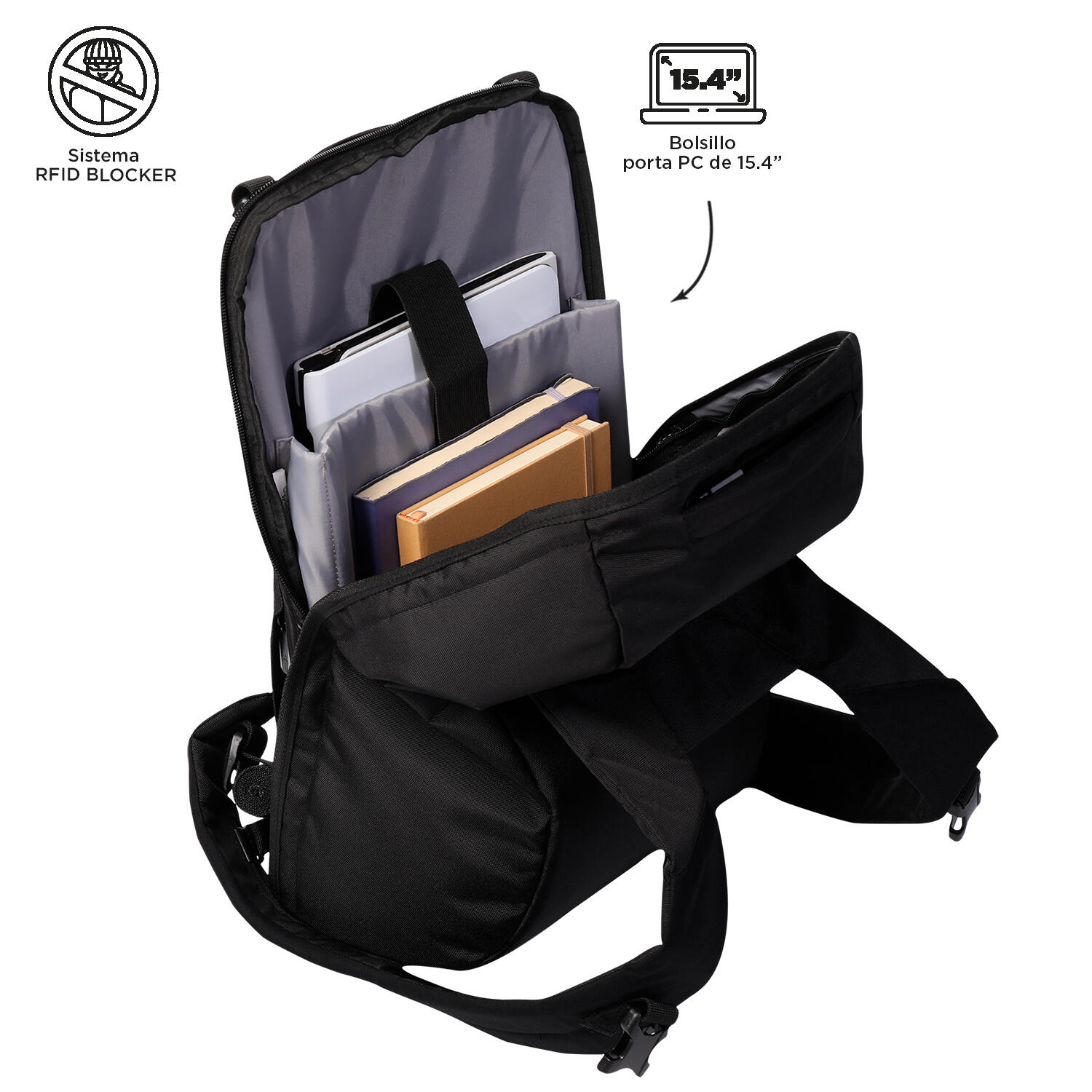 Totto Mochila ejecutiva Bunker Negro Poliéster 30 x 46 x 18 cm 4/5