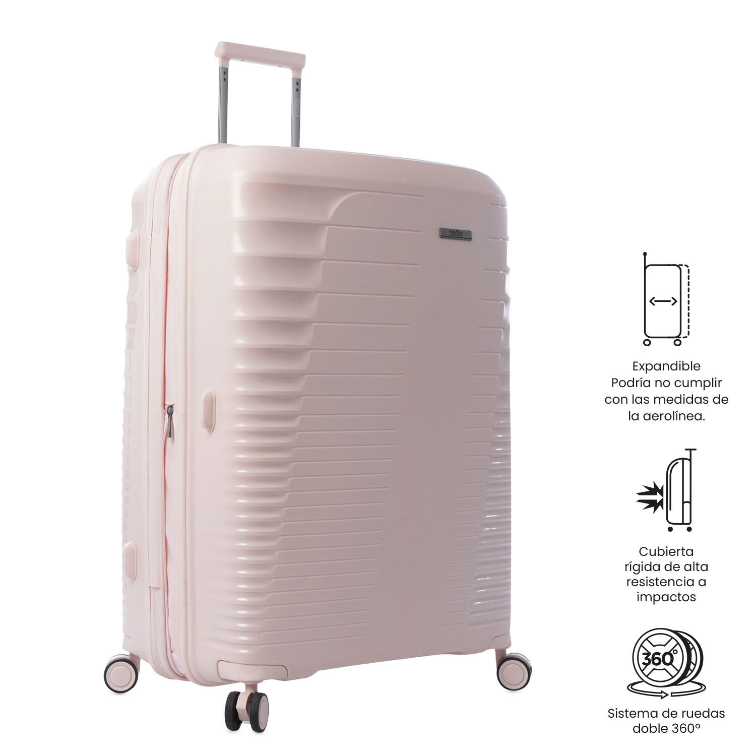 Totto Maleta grande Traveler Rosa Polipropileno 51.5 x76.5 x 35.5 cm 5/5