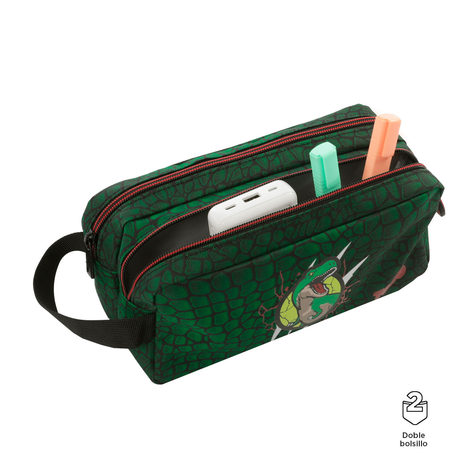 Totto Estuche infantil Rex Dino Verde Poliéster 23 x 12 x 9 cm 3/4