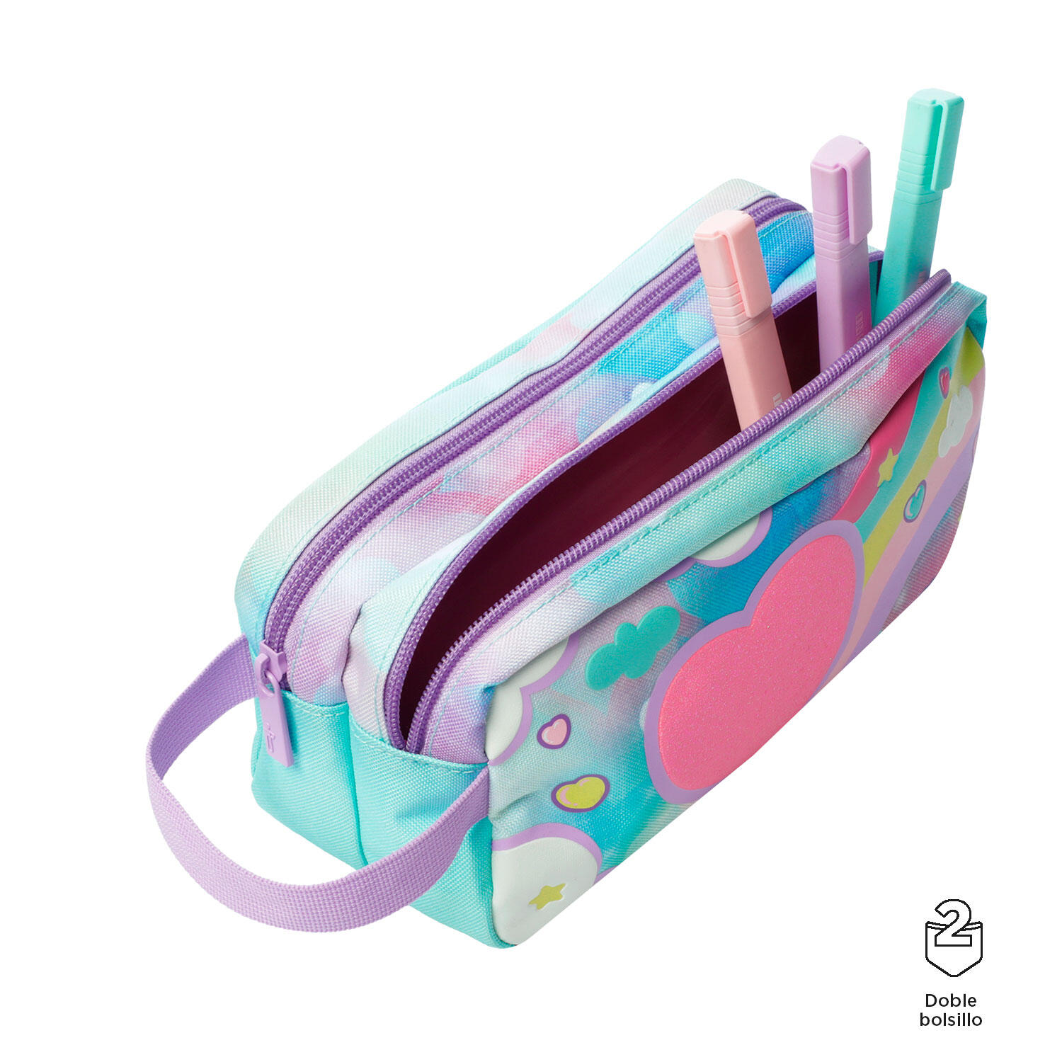 Totto Estuche infantil Sweet Heart Azul Poliéster 24 x 12 x 8.5 cm 3/4