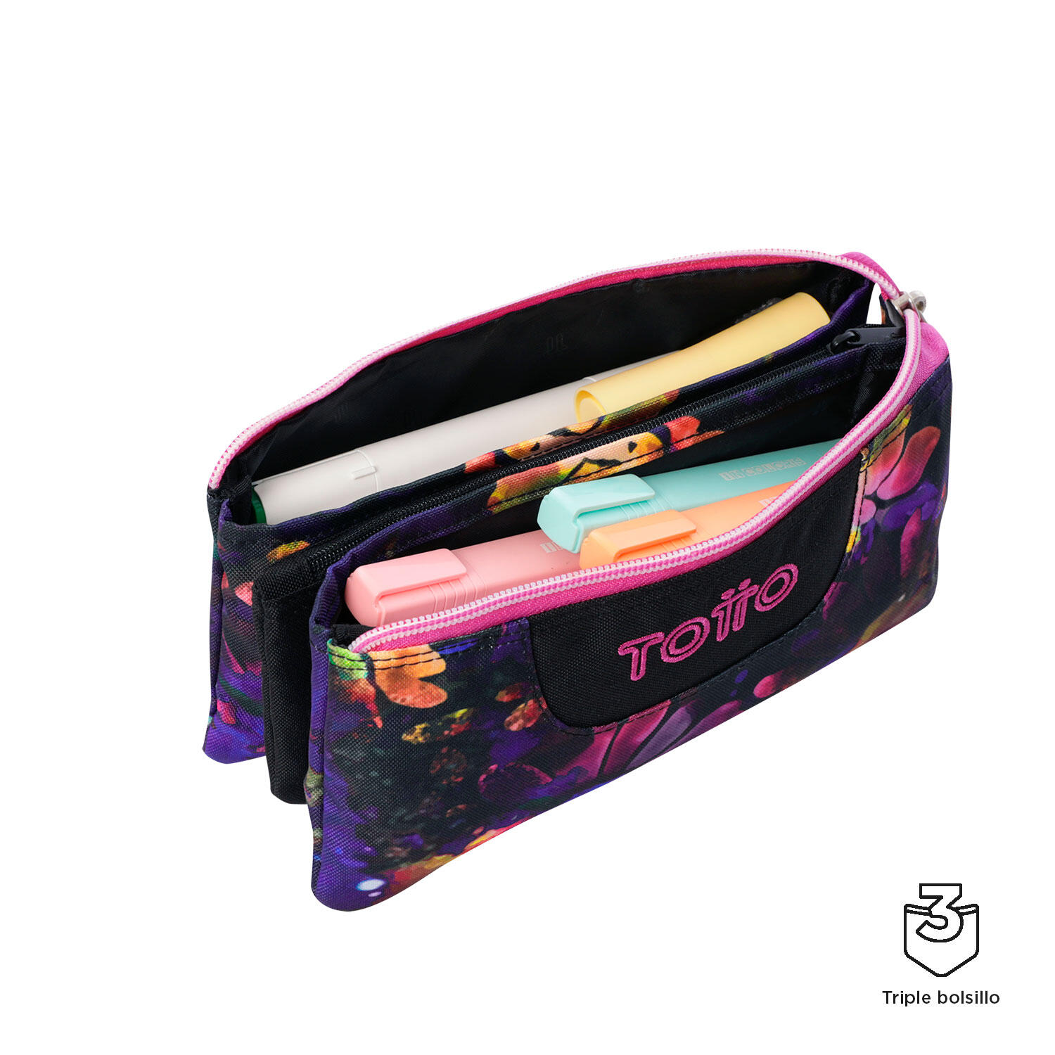 Totto Estuche escolar Tablero Flower Galaxy Poliéster reciclado 22 x 11 x 3.5 c 3/4