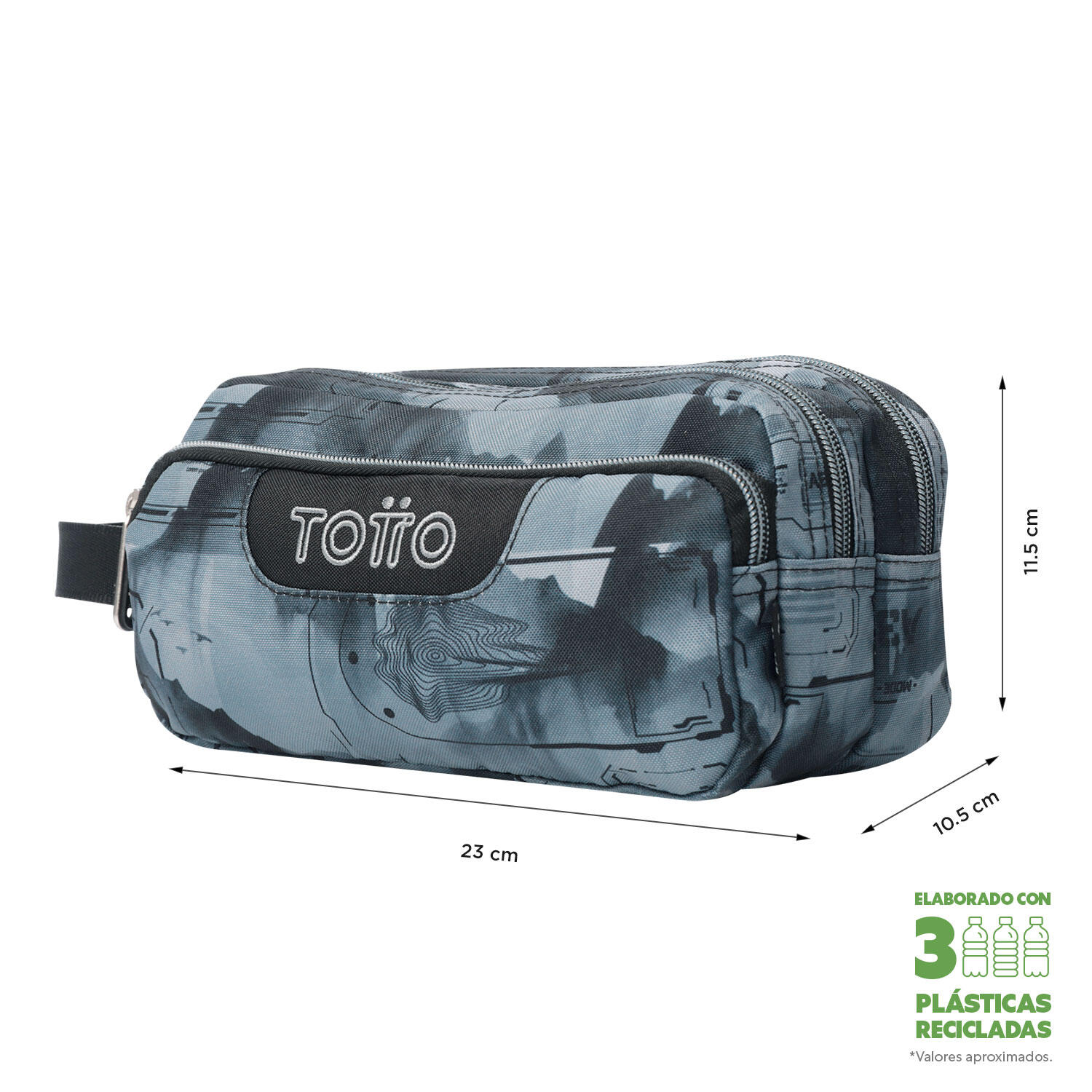 Totto Estuche escolar Agapec Digital Hill Poliéster reciclado 23 x 11.5 x 10.5 2/4