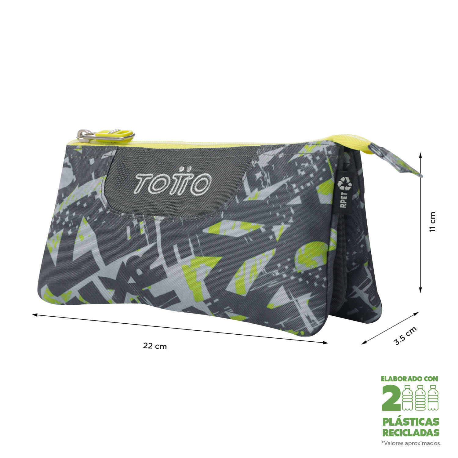Totto Estuche escolar Tablero Texgrunge Poliéster reciclado 22 x 11 x 3.5 cm 2/4