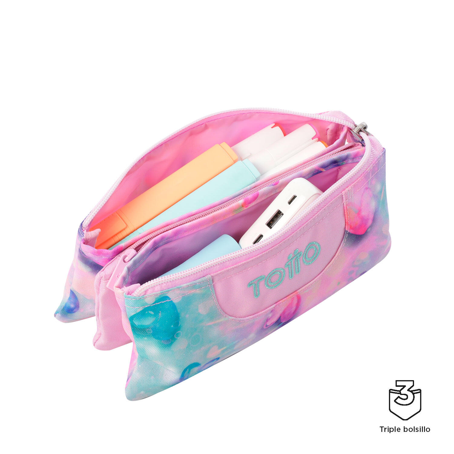 Totto Estuche escolar Tablero Shiny Heart Poliéster reciclado 22 x 11 x 3.5 cm 3/4