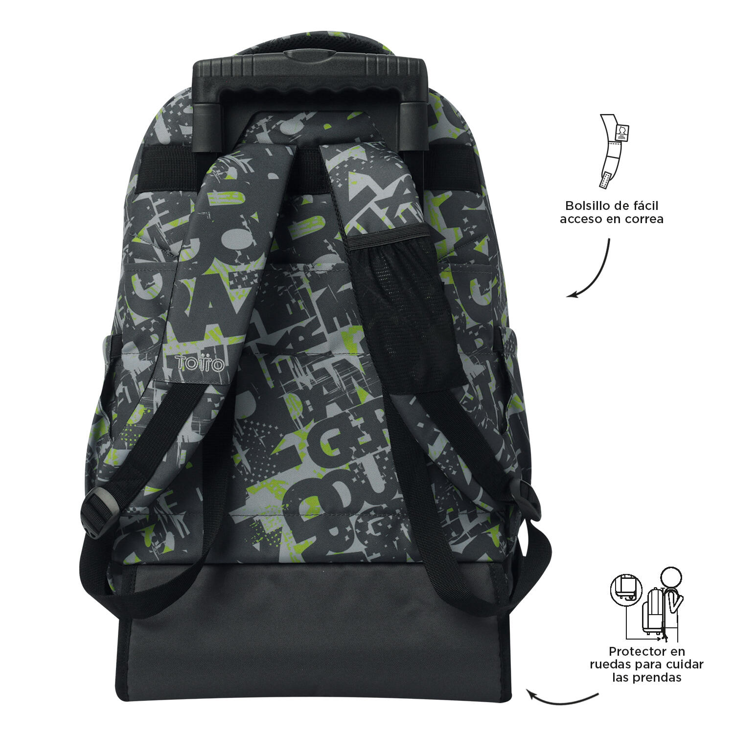 Totto Mochila escolar ruedas Renglones Texgrunge Poliéster reciclado 32 x 45.5 5/5