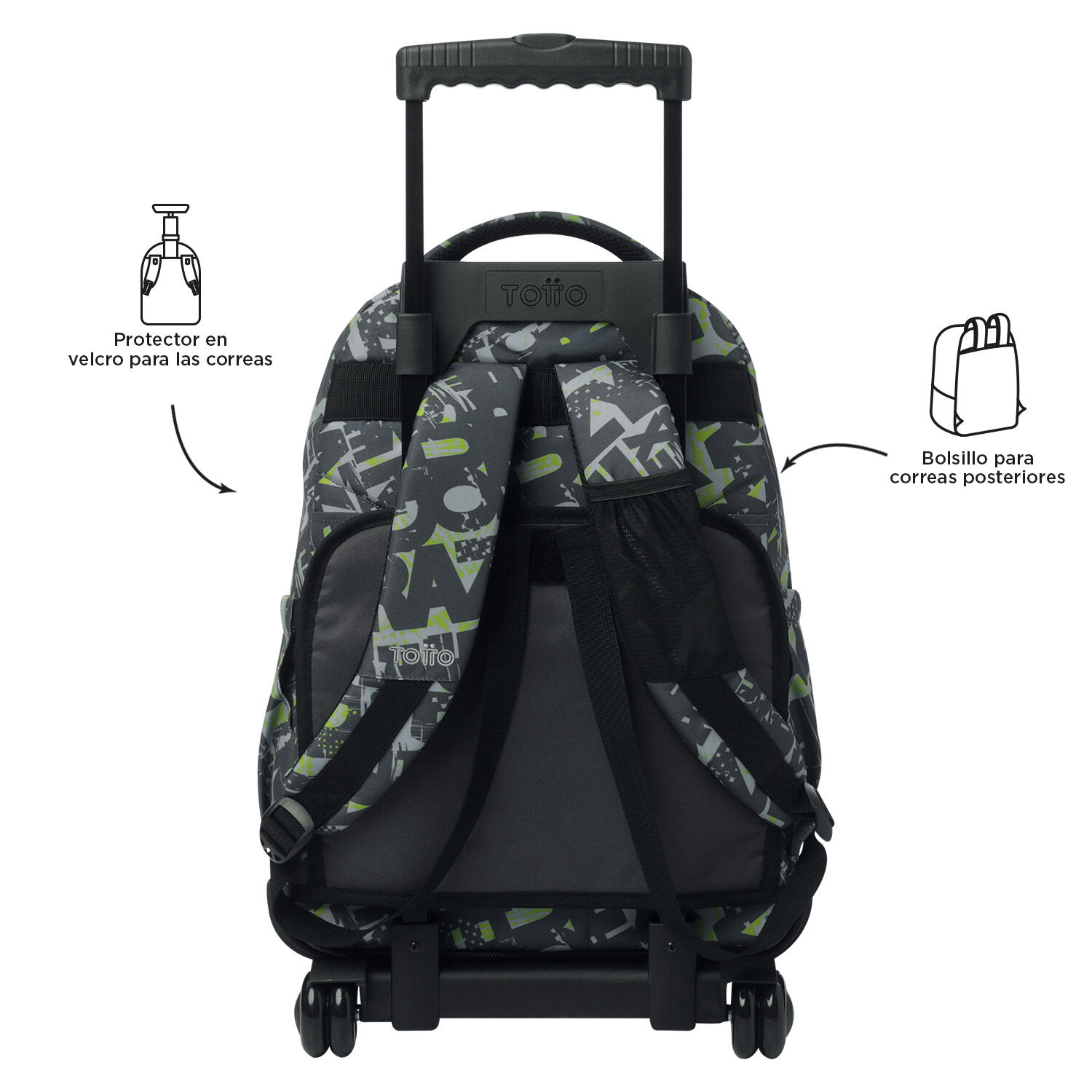 Totto Mochila escolar ruedas Renglones Texgrunge Poliéster reciclado 32 x 45.5 4/5