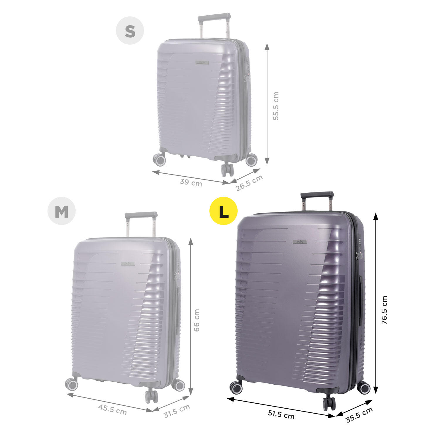 Totto Maleta grande Traveler Morado Polipropileno 51.5 x 76.5 x 35.5 cm 3/5