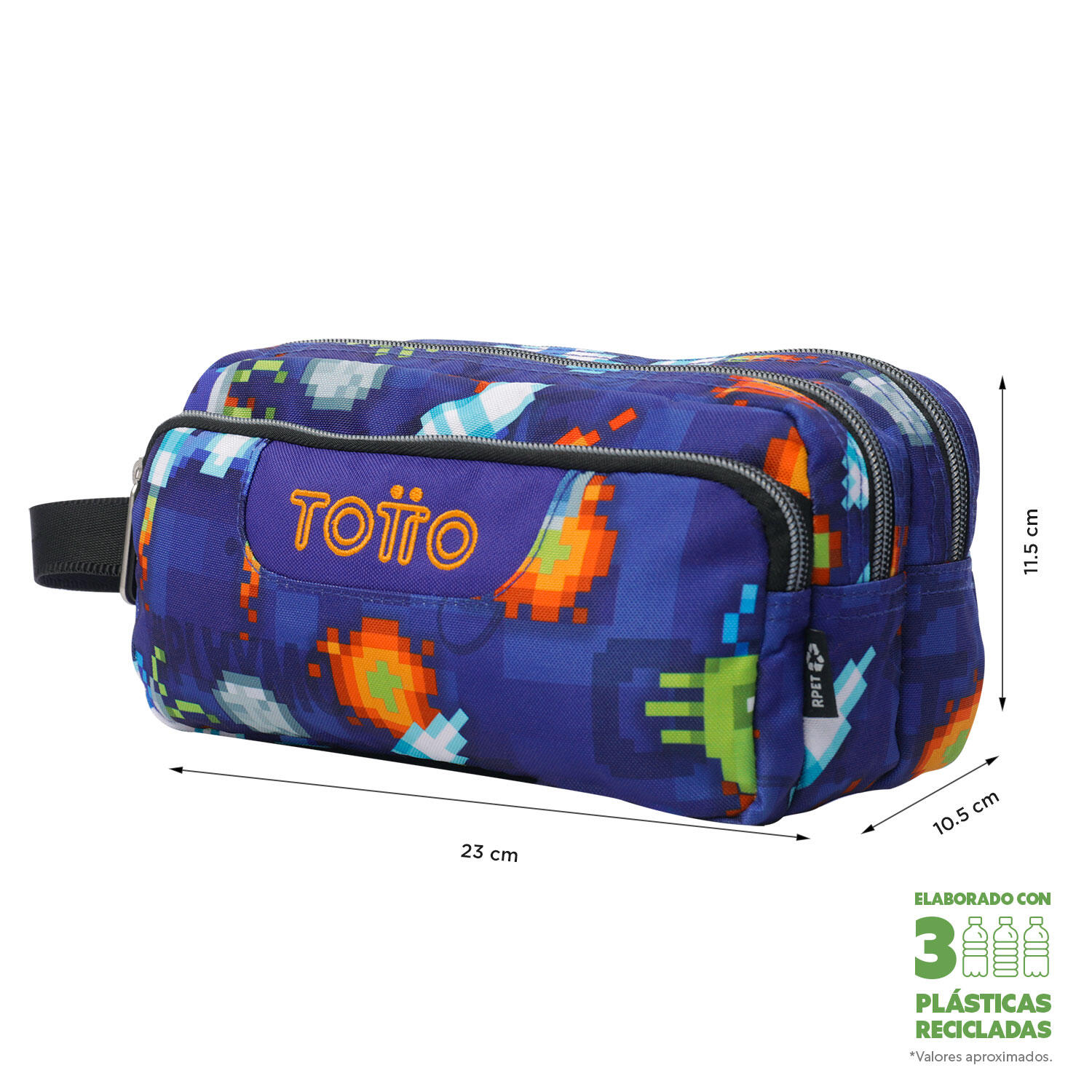 Totto Estuche escolar Agapec Space Blue Poliéster reciclado 23 x 11.5 x 10.5 cm 2/4