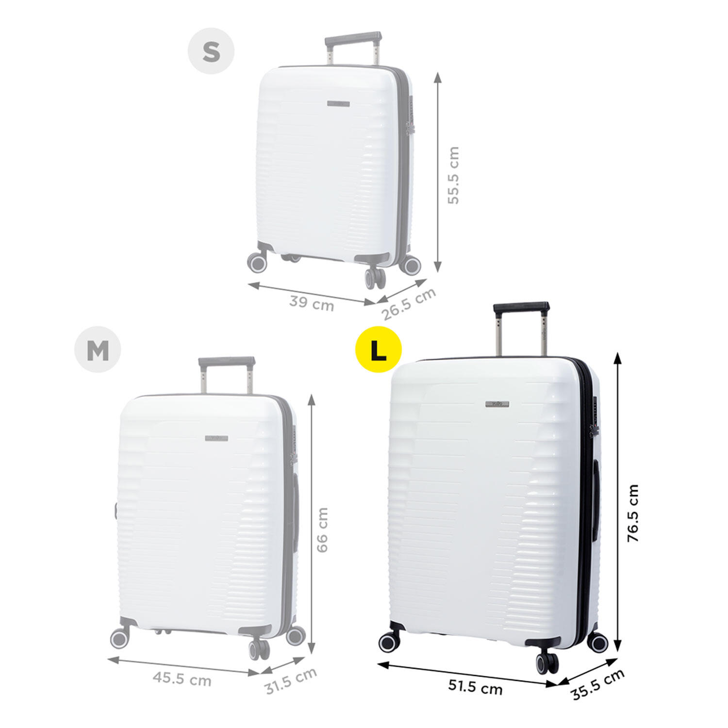Totto Maleta grande Traveler Blanco Polipropileno 51.5 x 76.5 x 35.5 cm 3/5