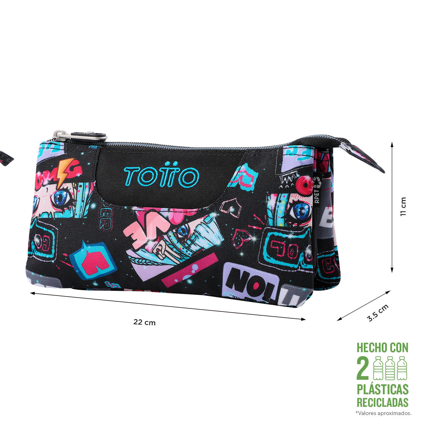 Totto Estuche escolar Tablero Misato Poliéster reciclado 22 x 11 x 3.5 cm 2/4