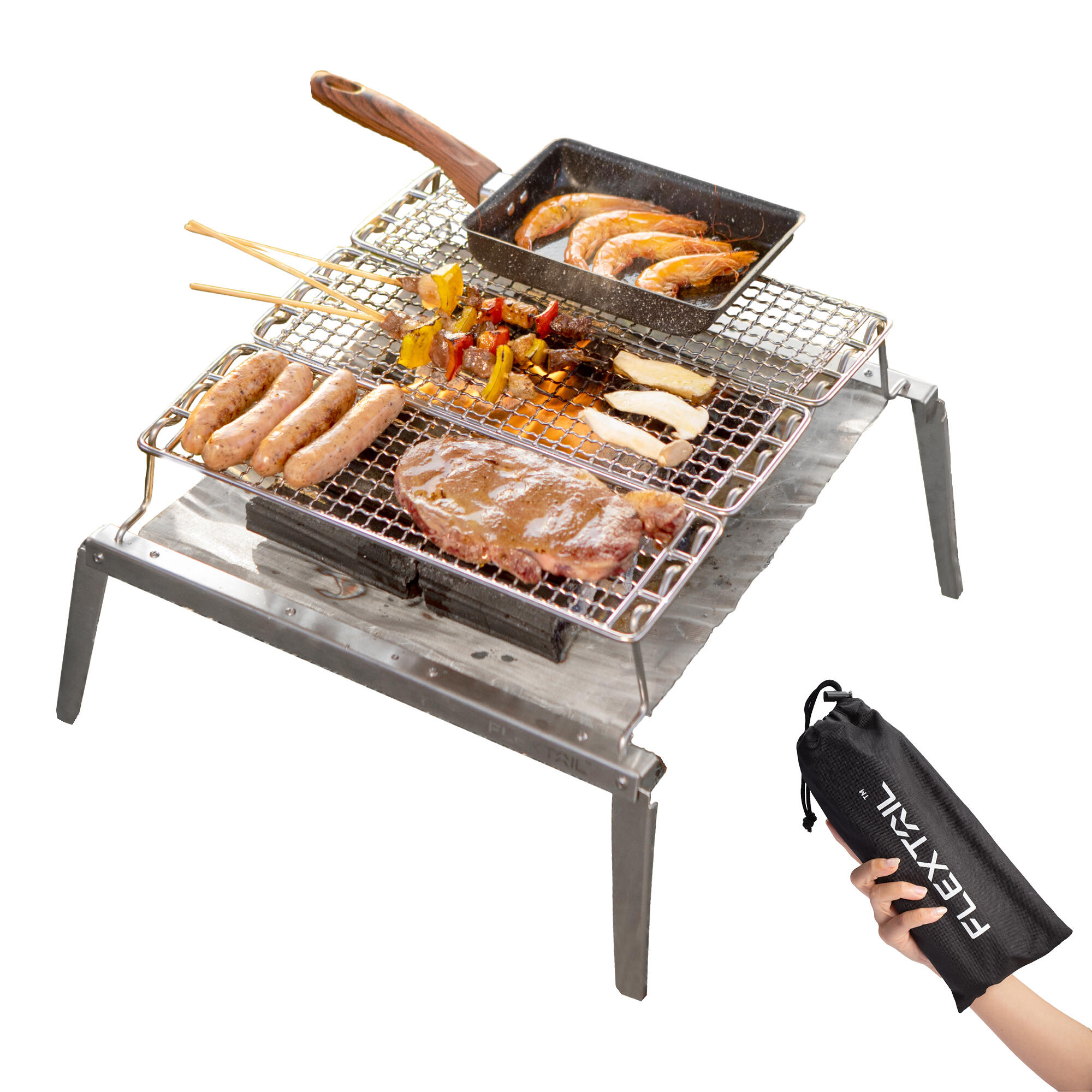Skládací kempinkový FLEX Grill pro 2-4 osoby 2/8