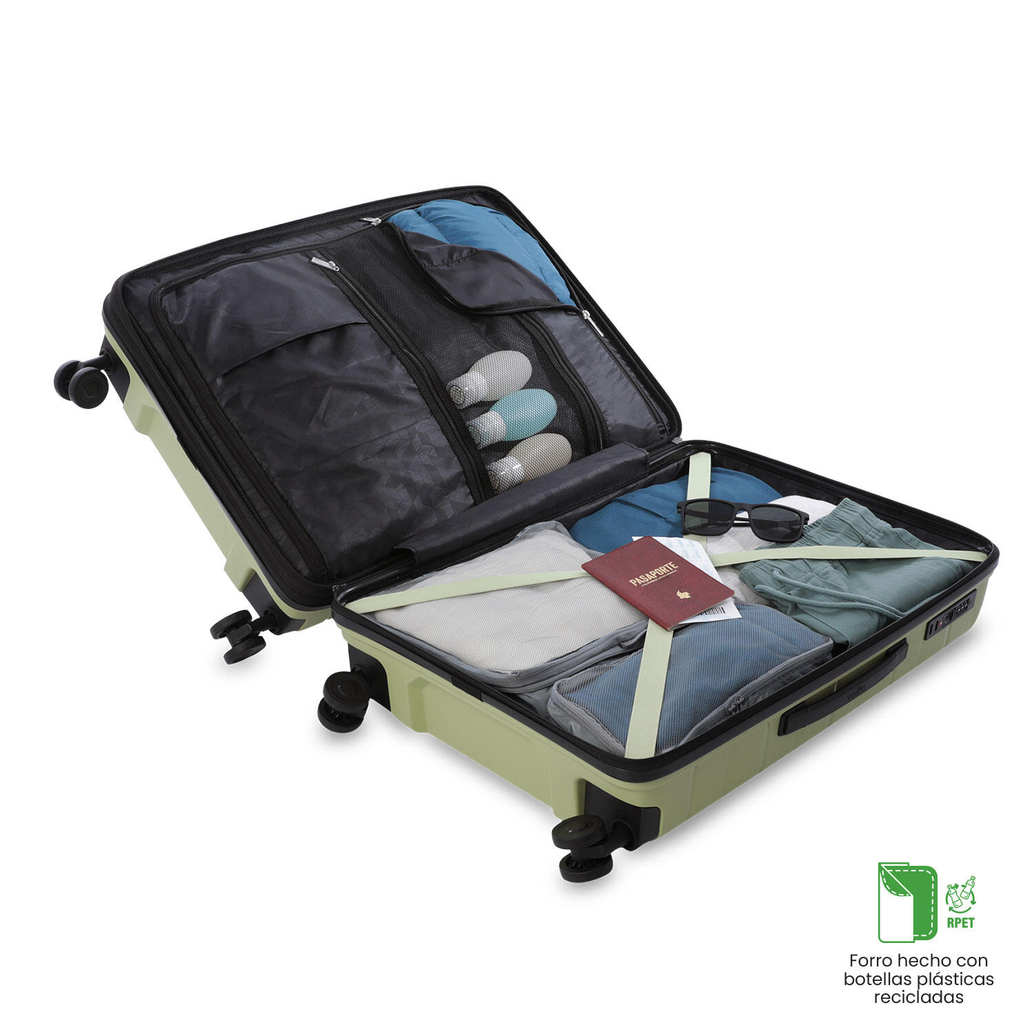 Totto Maleta mediana Glide Verde Polipropileno 45.7 x66.5 x 28 cm 4/5
