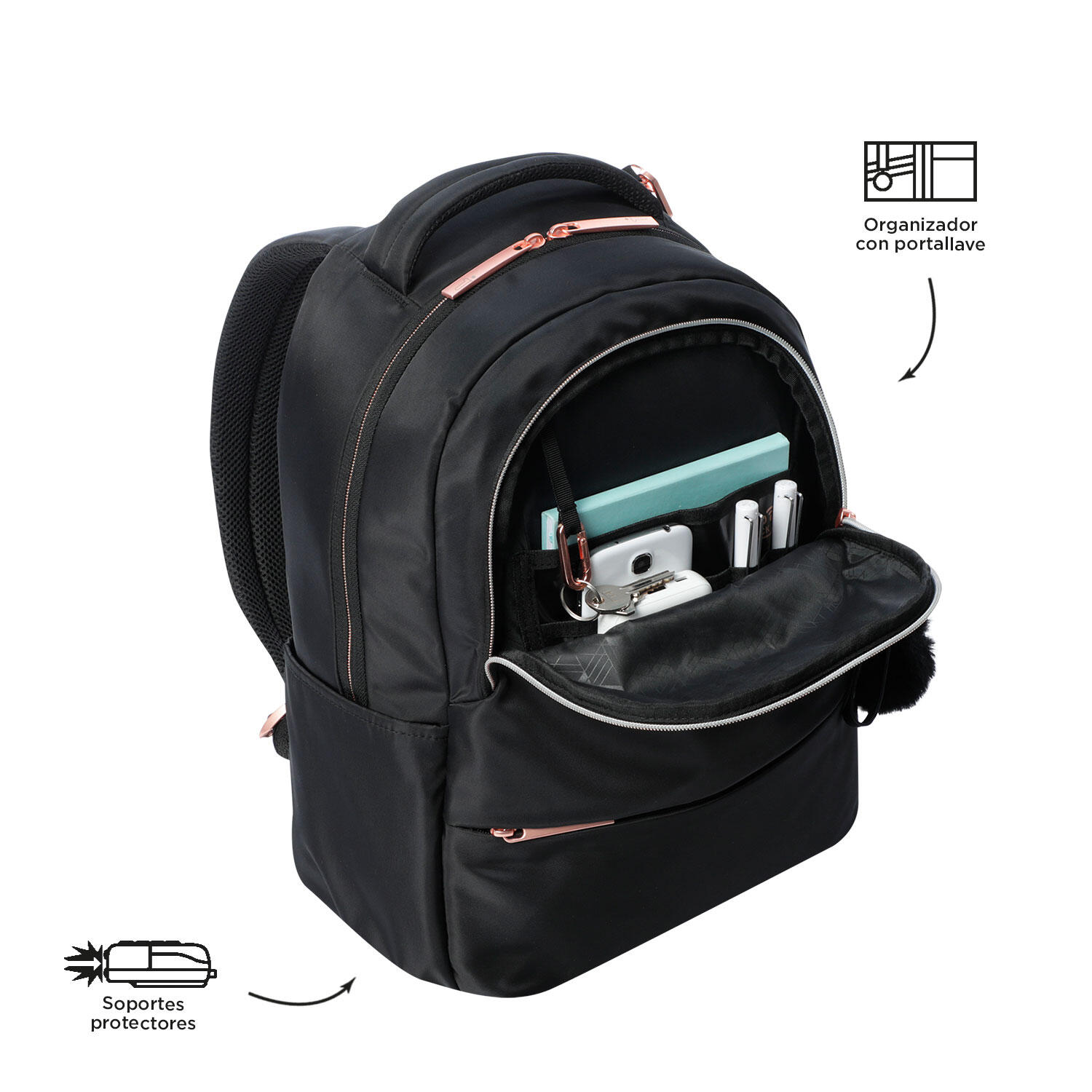 Totto Mochila ejecutiva Adelaide 2.0 Black Poliéster 30 x 42 x 14 cm 5/5