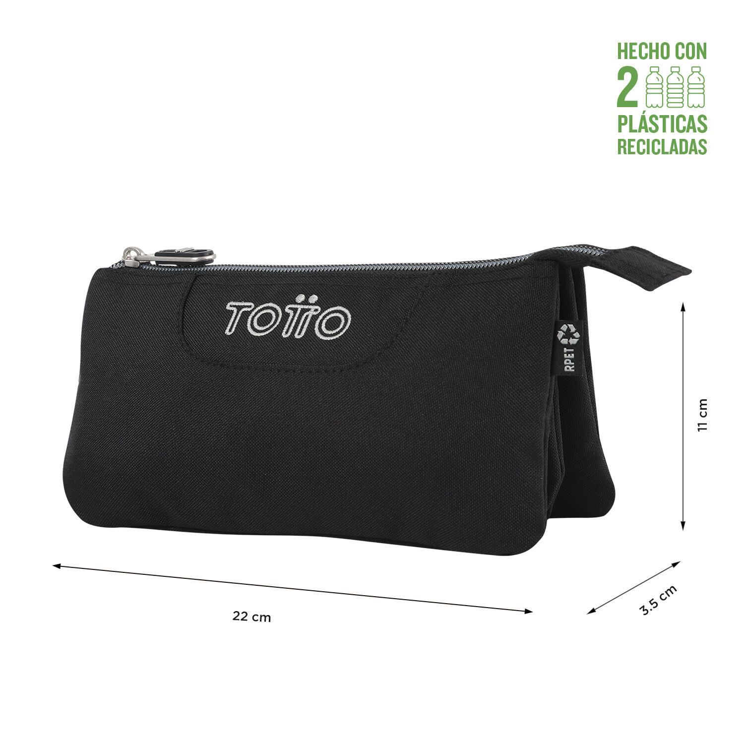 Totto Estuche escolar Tablero Negro Poliéster reciclado 22 x 11 x 3.5 cm 2/4