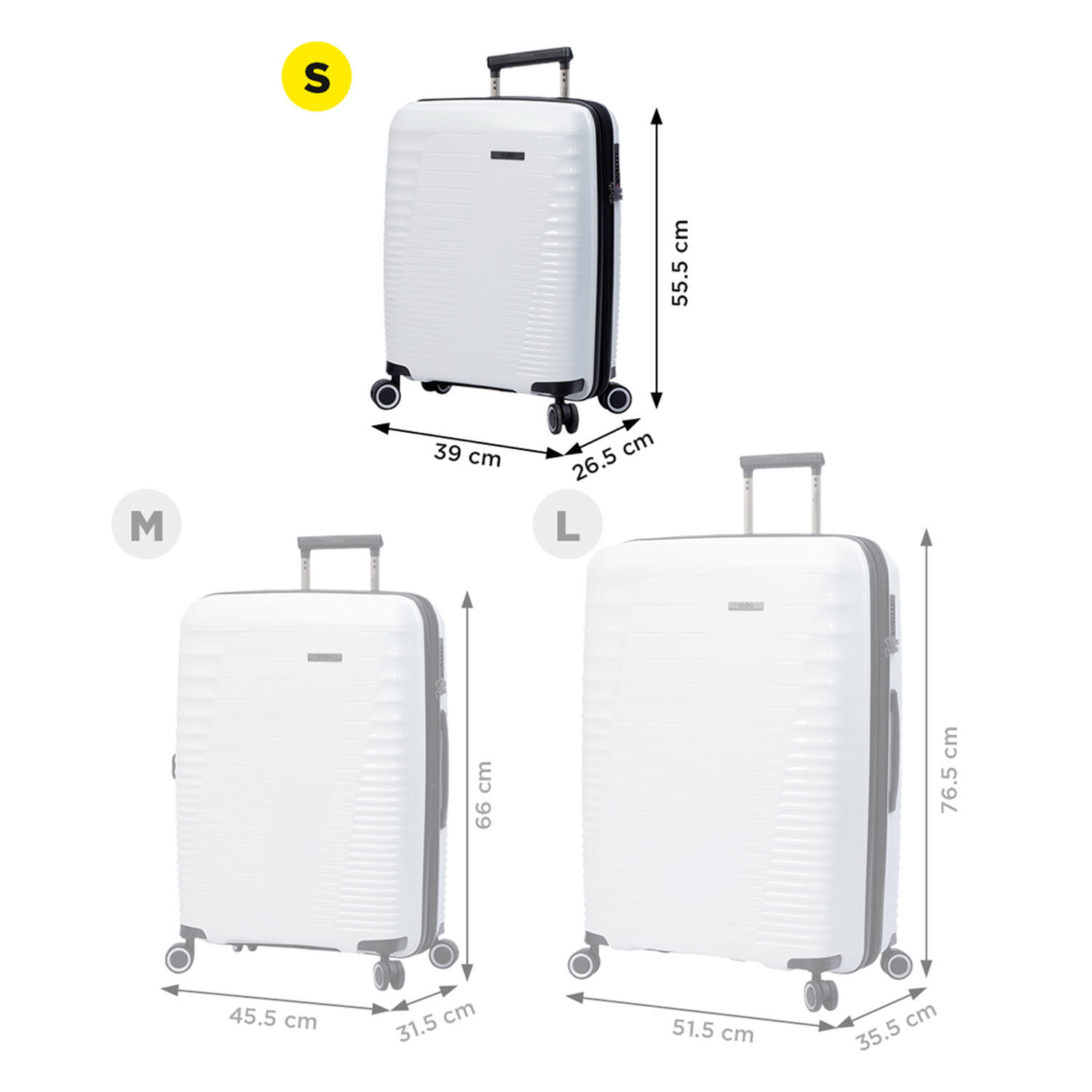 Totto Maleta de cabina Traveler Blanco Polipropileno 39 x 55.5 x 26.5 cm 3/5