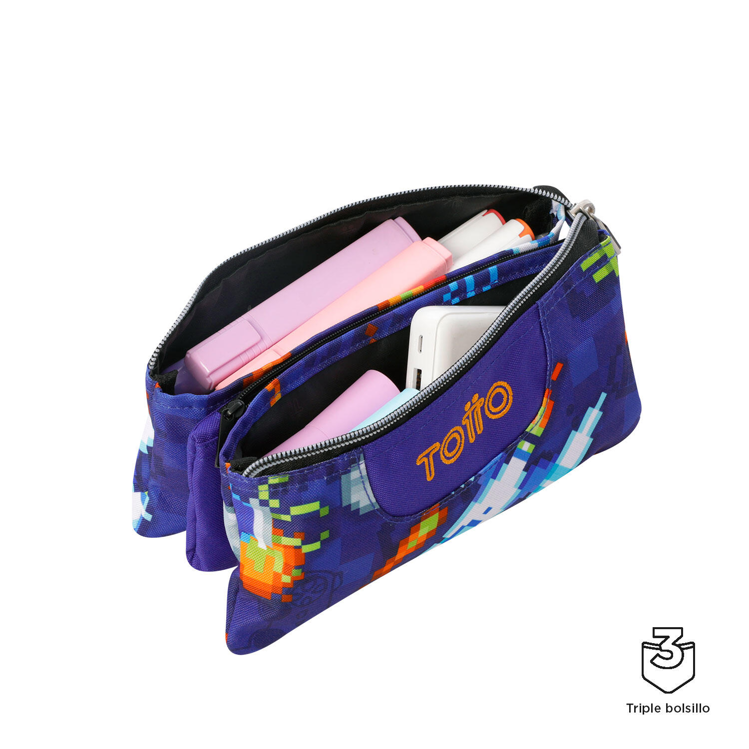 Totto Estuche escolar Tablero Space Blue Poliéster reciclado 22 x 11 x 3.5 cm 3/4