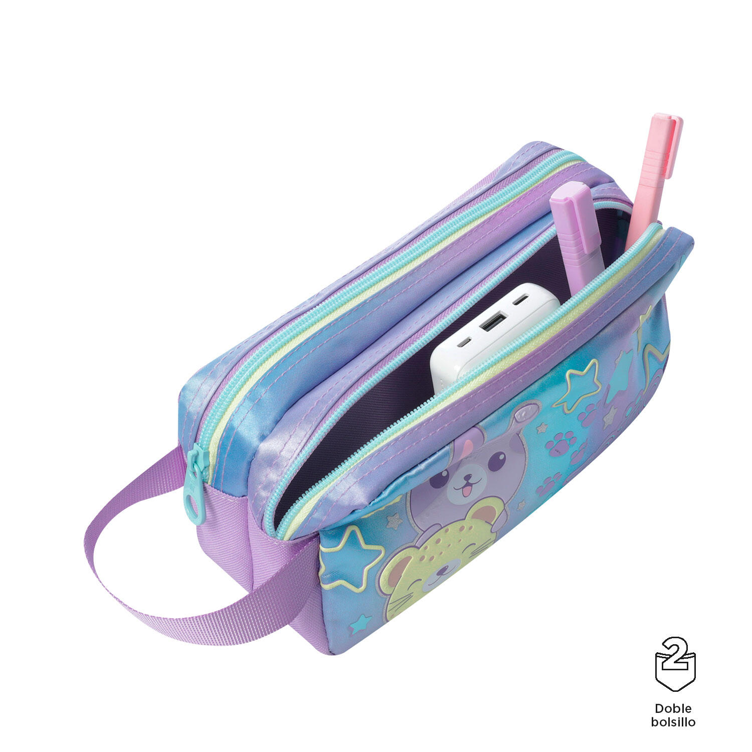 Totto Estuche infantil Friends Morado Poliéster 24 x 12 x 9 cm 3/4
