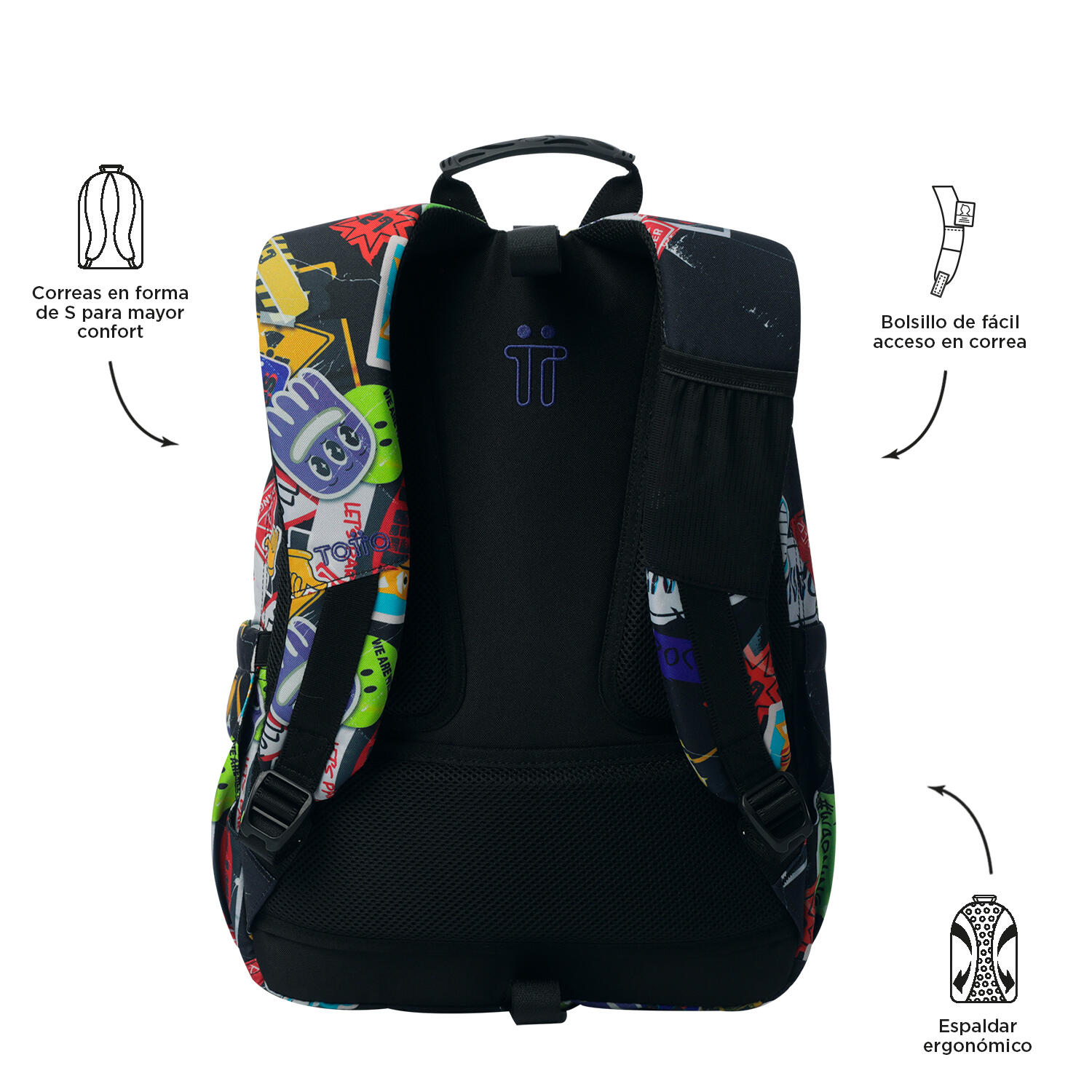 Totto Mochila escolar Acuareles Sticky Poliéster reciclado 33 x 44 x 14 cm 3/5