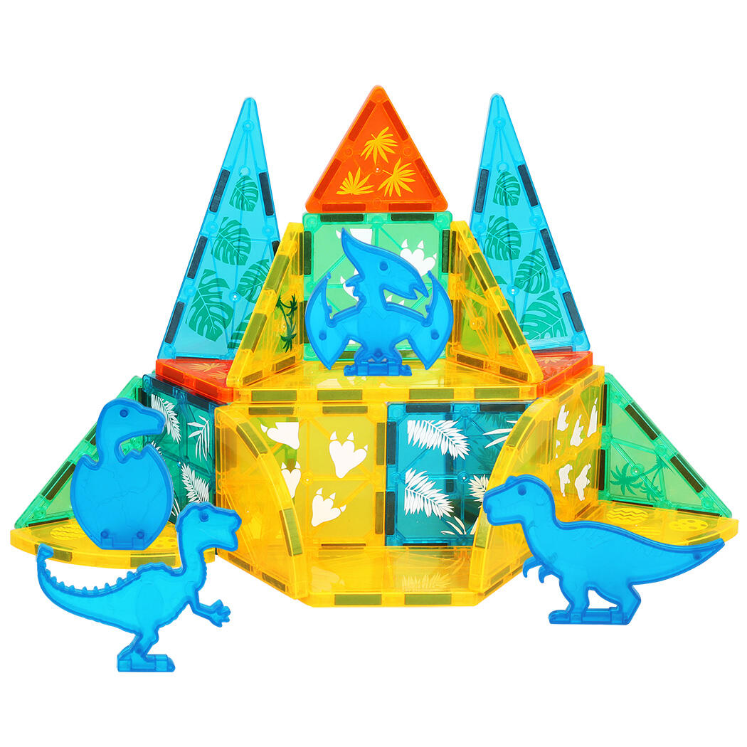 BoPeep 100Pcs Kids Magnetic Tiles Dinosaur Theme