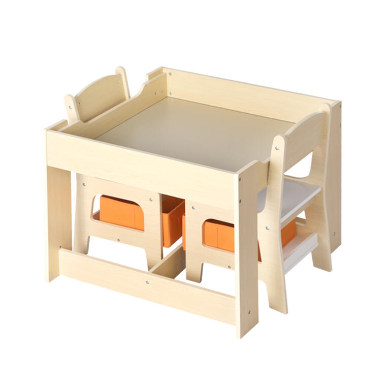 Convertible wooden kids picnic table with two built-in chairs