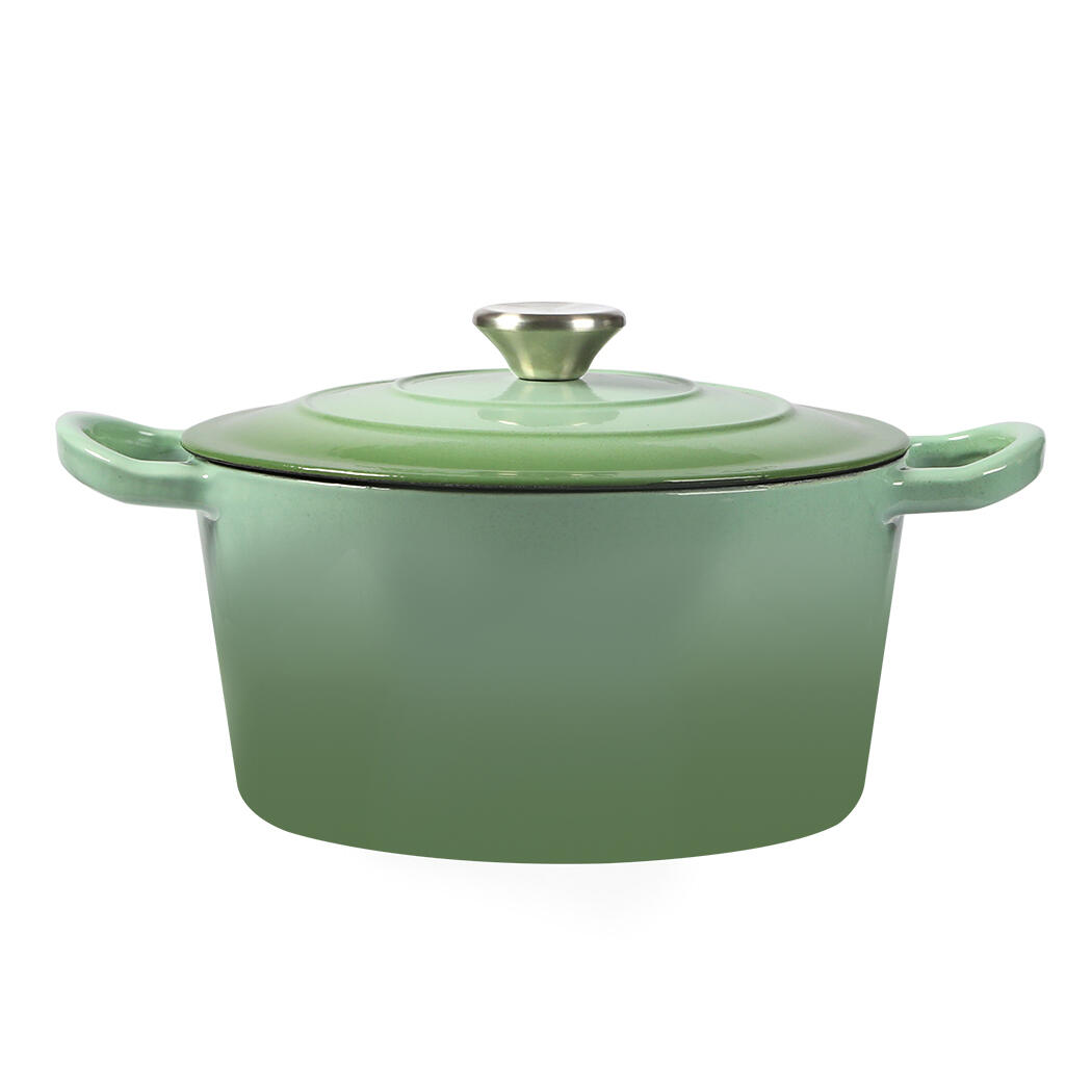 TOQUE 4L Round Cast Iron Dutch Oven Casserole - Green