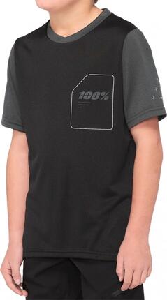 Maillot Manches Courtes Enfant 100% Ridecamp Jersey Noir / Gris
