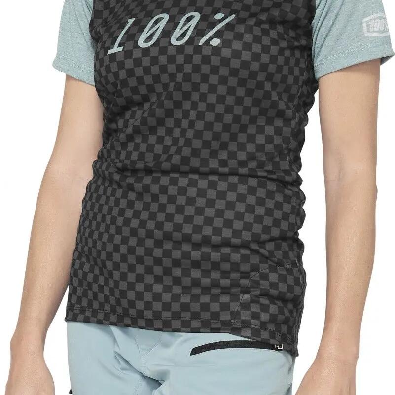 Women Short Sleeve Jersey 100% Airmatic Jersey Seafoam Checkers
