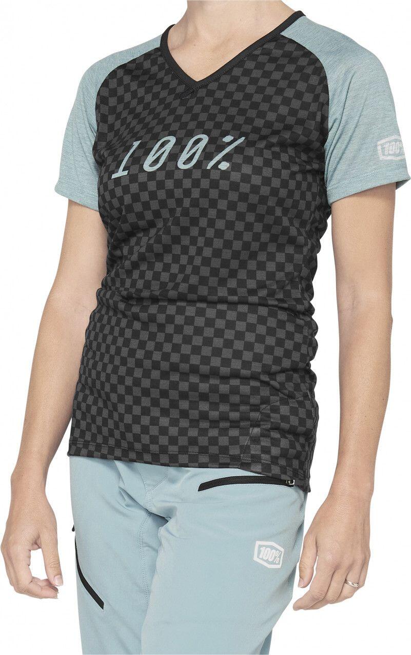 Maglia donna manica corta 100% maglia Airmatic Seafoam Checkers 1/4