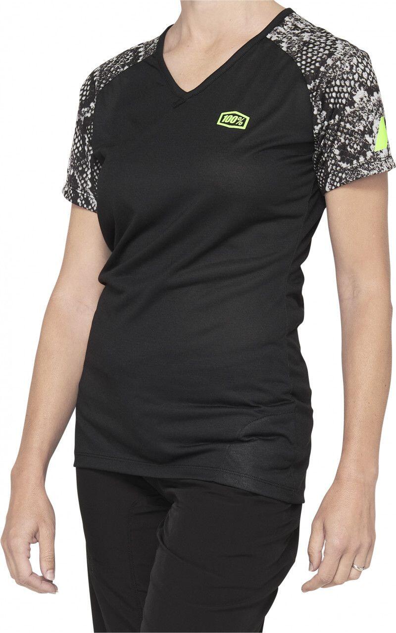 Maillot Manches Courtes Femme 100% Airmatic Jersey Noir Python 1/4