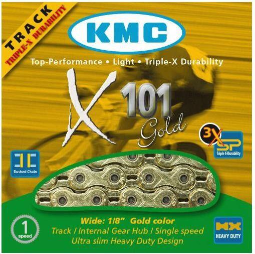 Chaine KMC X101 1/2'' x 1/8'' 110 maillons Single Speed/BMX Or 2/7