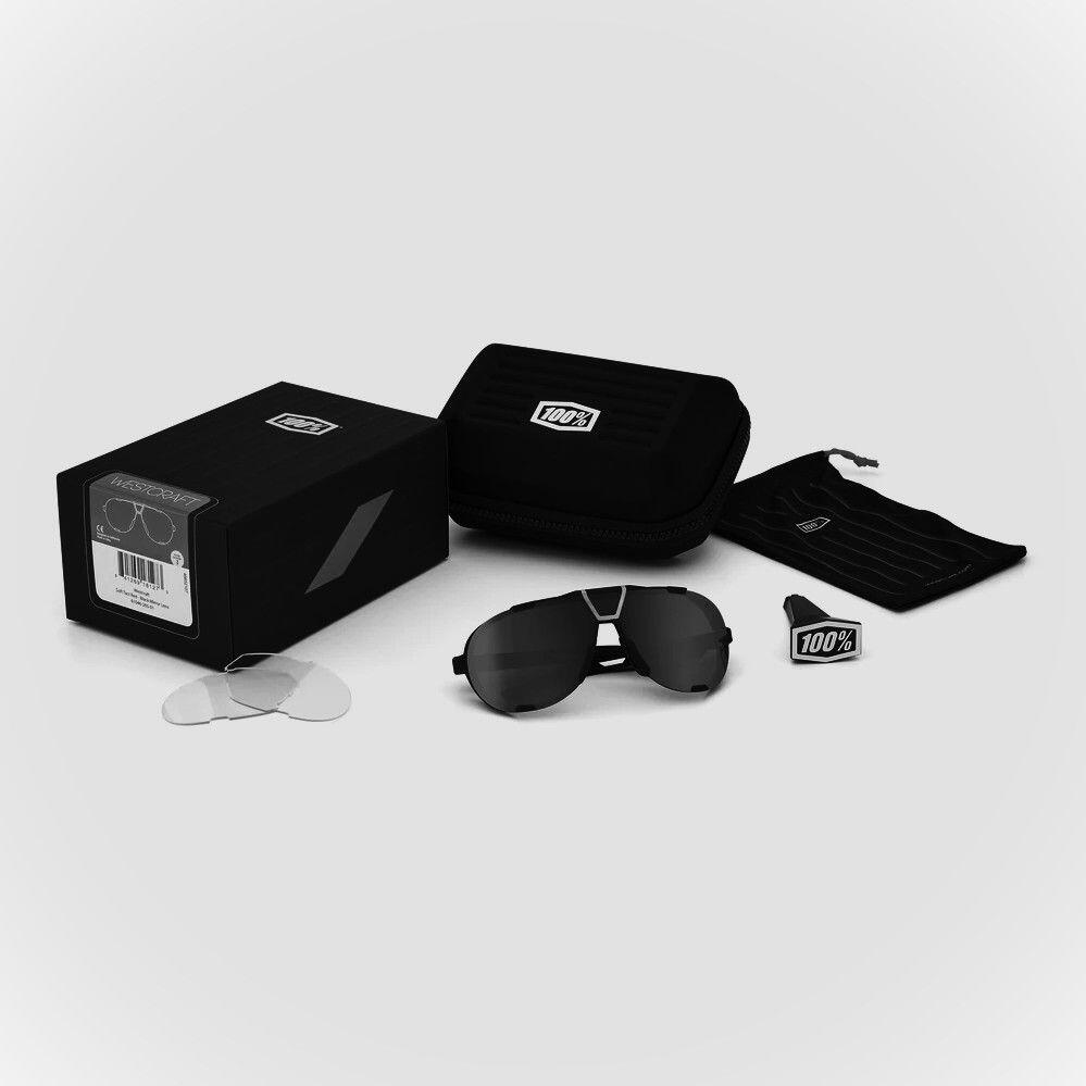 Óculos de sol pretos 100% Westcraft Soft Tact - lentes espelhadas pretas 5/5