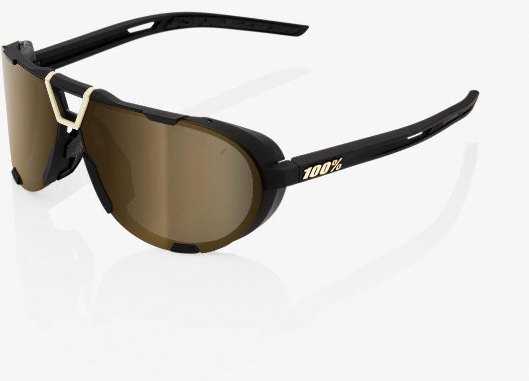 100% Westcraft Soft Tact zwarte zonnebril - gouden gespiegelde lenzen 5/5