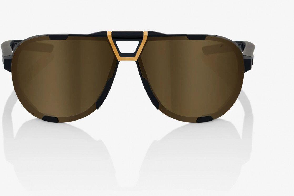 100% Westcraft Soft Tact zwarte zonnebril - gouden gespiegelde lenzen 4/5