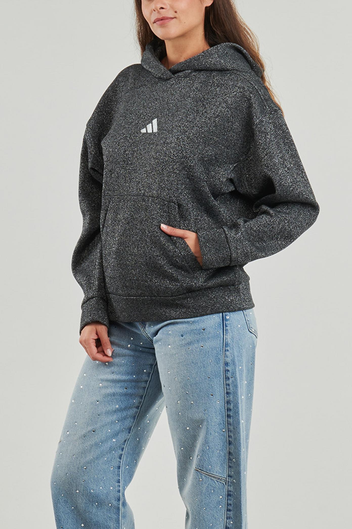 Felpa donna adidas all szn holiday glitter fleece loose - grigio 5/6