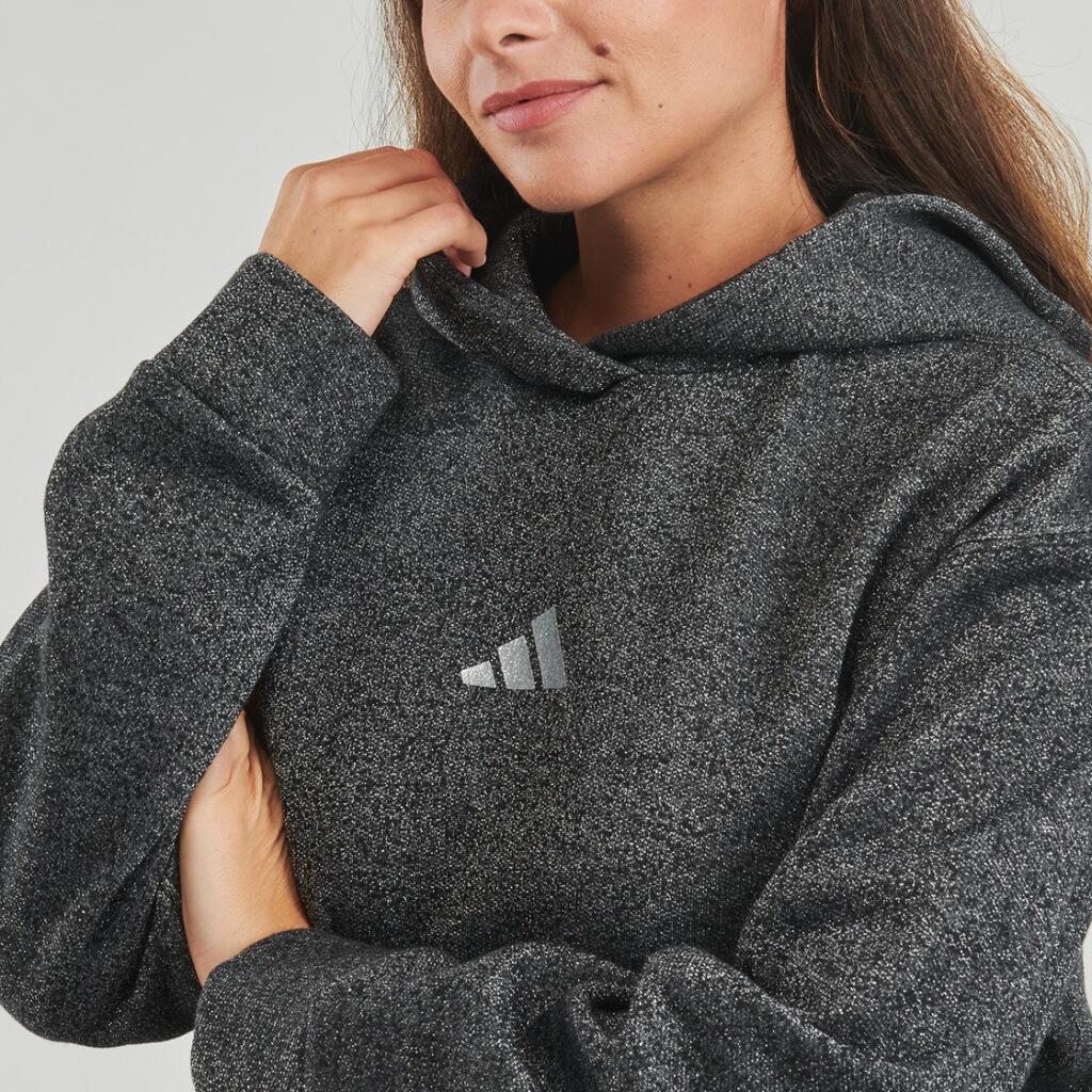 Felpa donna adidas all szn holiday glitter fleece loose - grigio 4/6