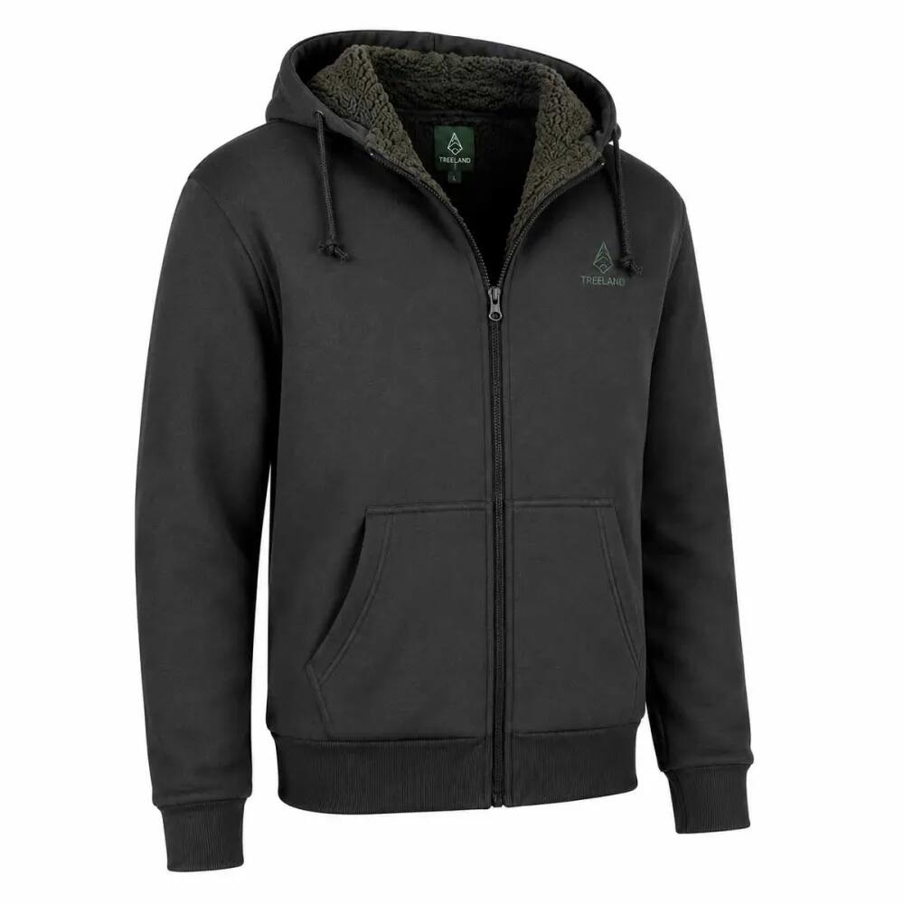 Sweat à capuche zippé vert Treeland polaire 100% polyester 4/5