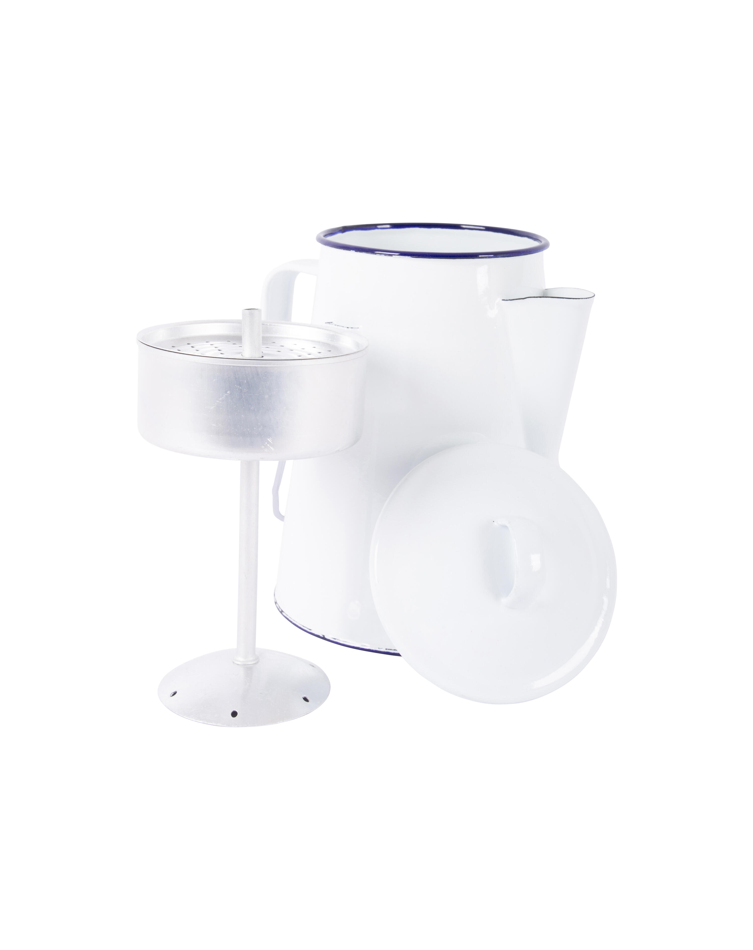 Theeketel Emaille Wit/Blauw 1,6 Liter 3/6