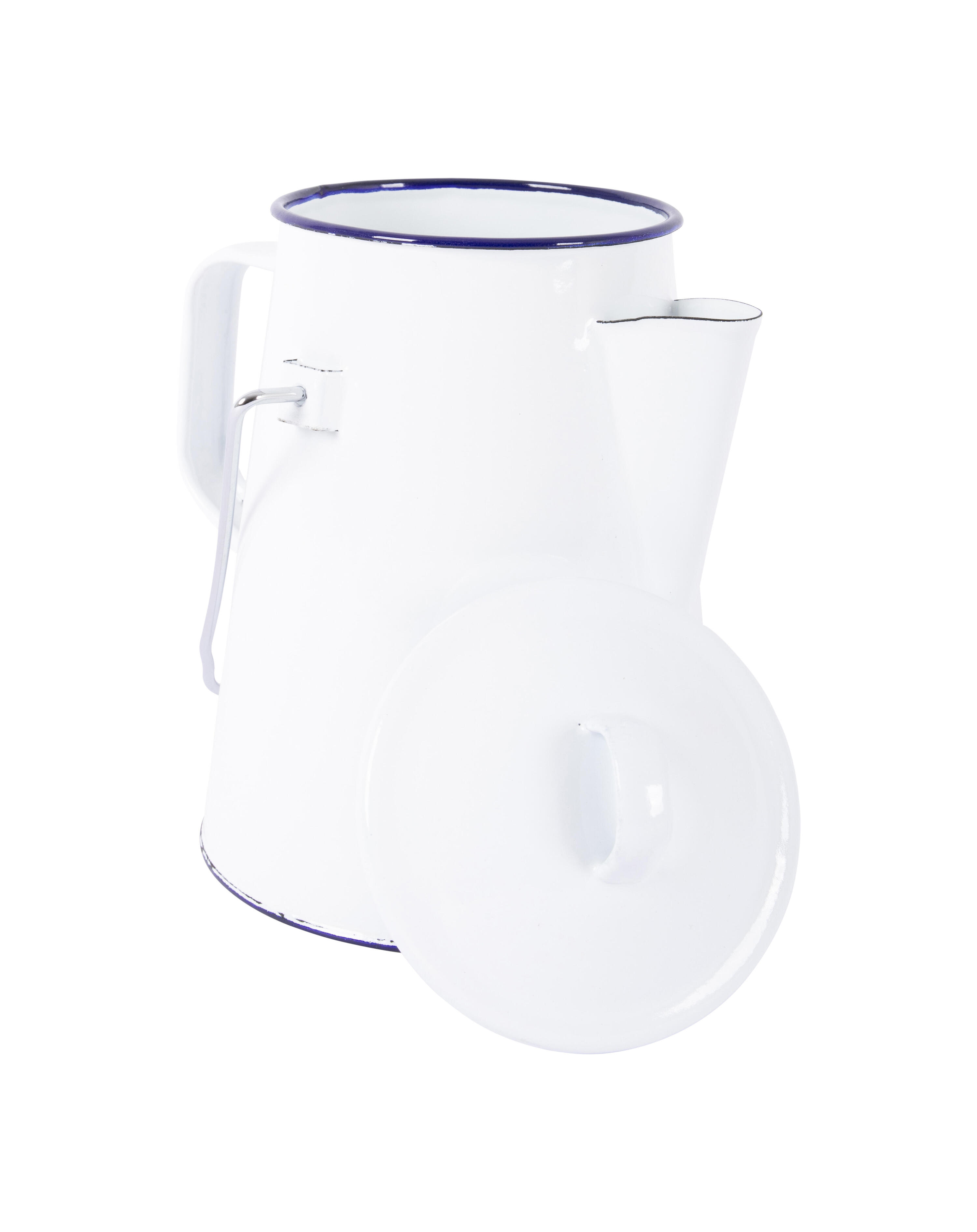 Theeketel Emaille Wit/Blauw 1,6 Liter 2/6