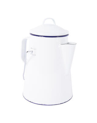 Theeketel emaille wit/blauw 1,6 liter