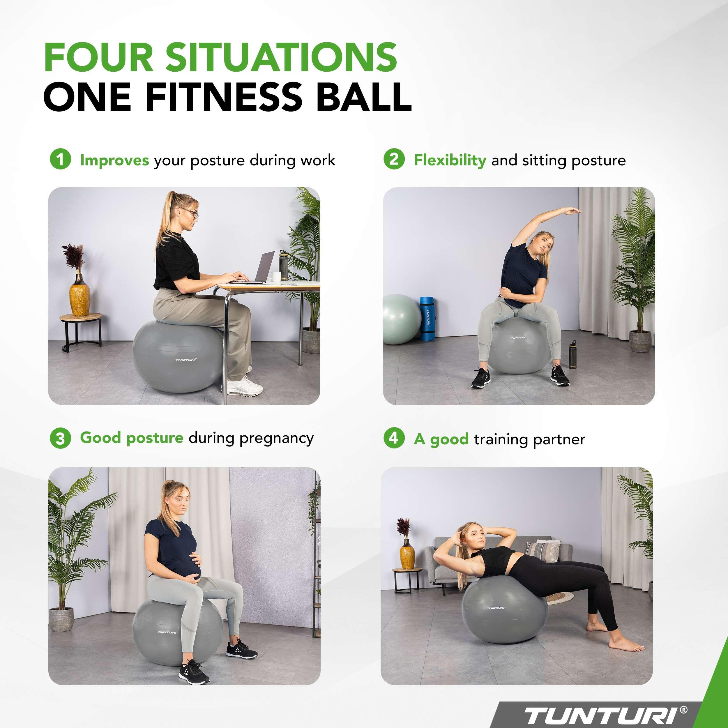 Ballon de fitness - Ballon de yoga - Pompe incluse - Capacité de charge 220 kg 3/8