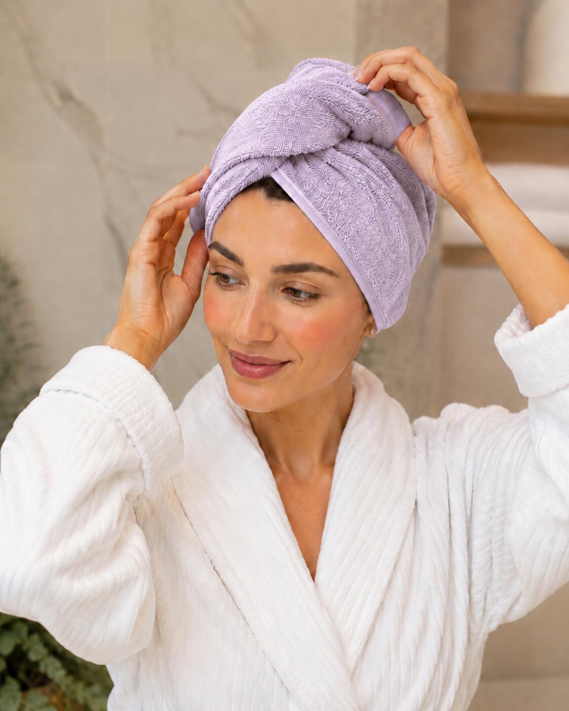 Ręcznik turban do włosów szybkoschnący mikrofibra guzik Aqua-Sport Turban 3/7