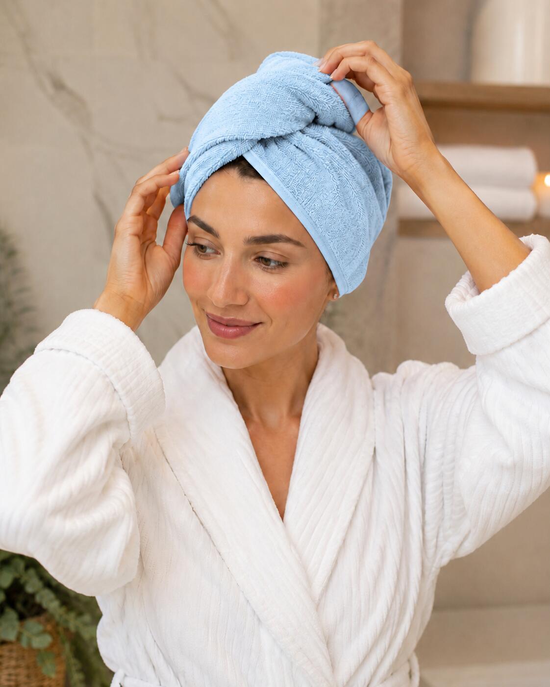 AQUA-SPORT RĘCZNIK NA GŁOWĘ TURBAN DO WŁOSÓW SZYBKOSCHNĄCY 25X60CM BLUE AS002566 3/7