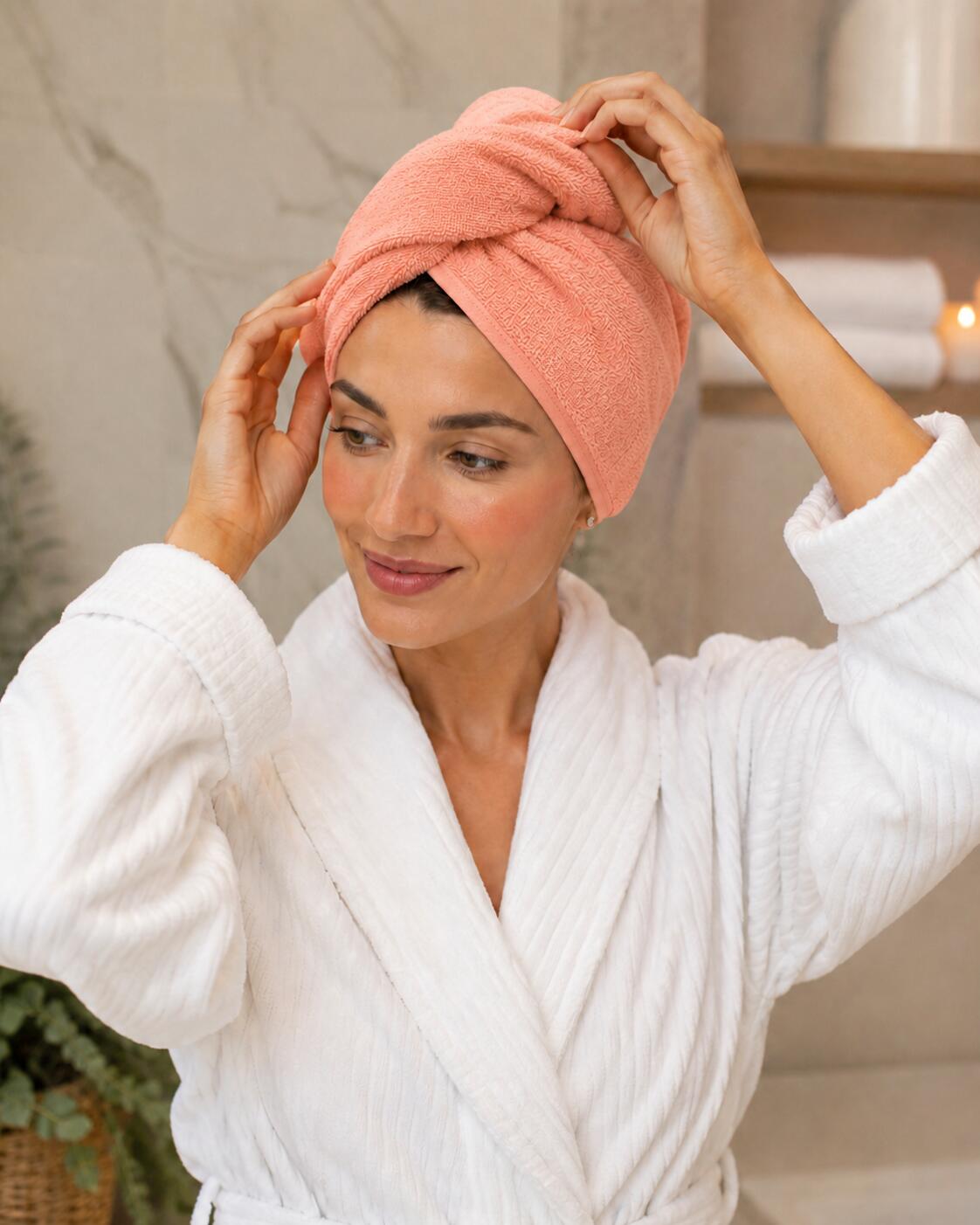 Ręcznik turban do włosów szybkoschnący mikrofibra guzik Aqua-Sport Turban 3/7