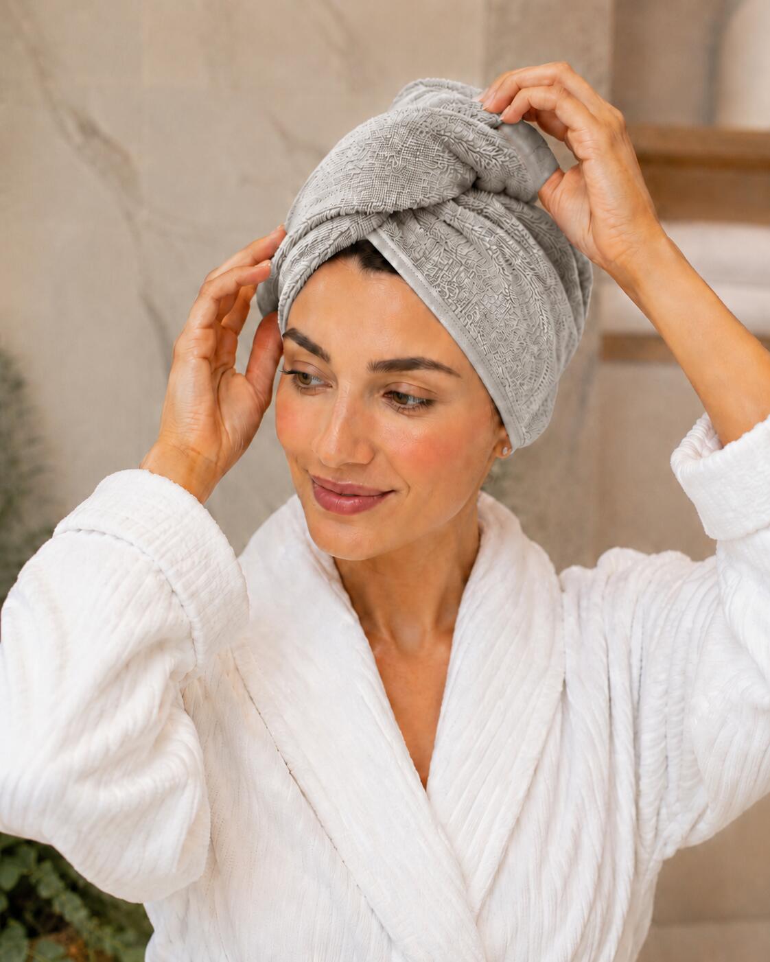 AQUA-SPORT RĘCZNIK NA GŁOWĘ TURBAN DO WŁOSÓW SZYBKOSCHNĄCY 25X60CM GREY AS002568 3/6