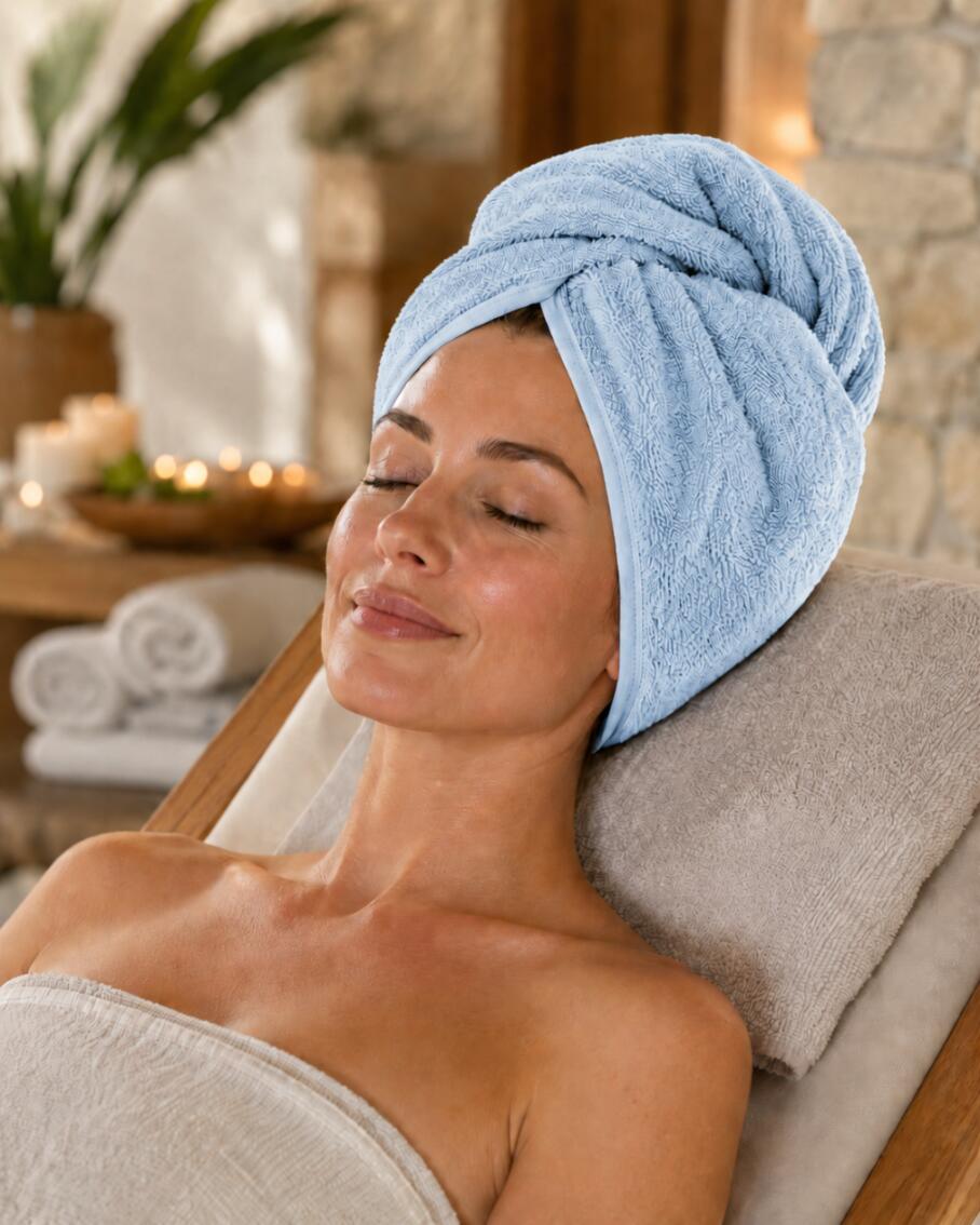 AQUA-SPORT RĘCZNIK NA GŁOWĘ TURBAN DO WŁOSÓW SZYBKOSCHNĄCY 25X60CM BLUE AS002566 5/7