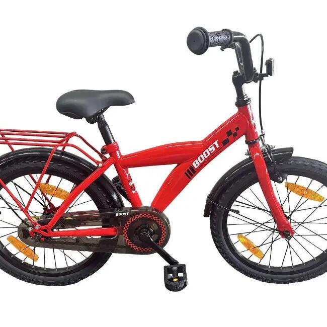 Bikefun Boost 18" kids bike - red, steel frame, coaster + handbrake