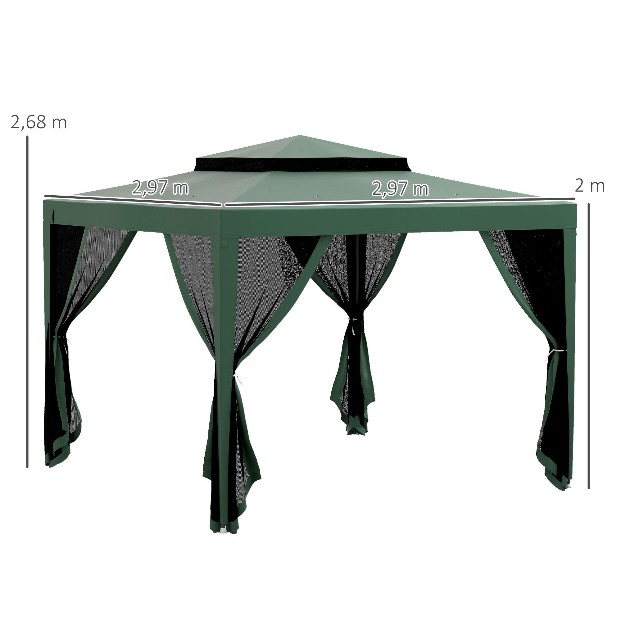 Carpa de Jardín Outsunny 297x297x268 cm Verde 3/7