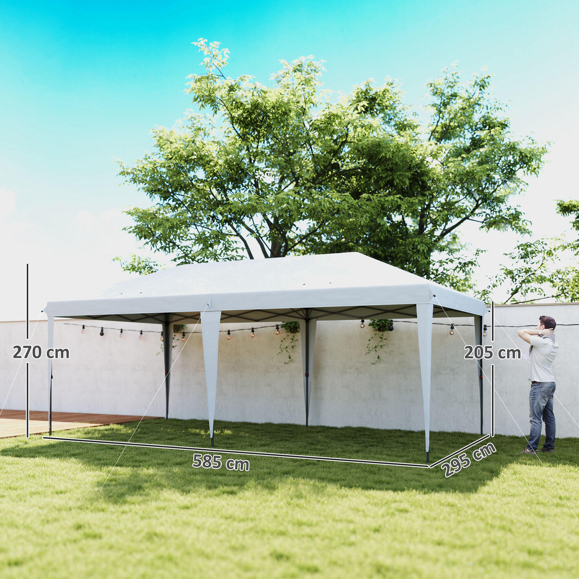 Carpa Plegable Outsunny 595x294x267 cm Blanco 3/8