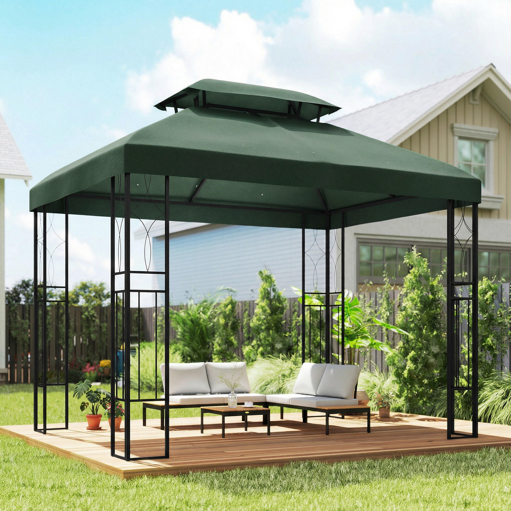Techo de Repuesto Outsunny 400x300 cm Verde 2/7