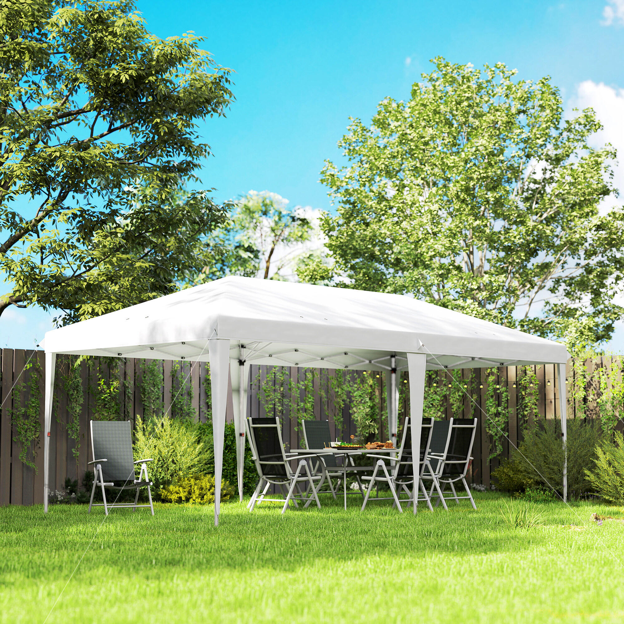 Carpa Plegable Outsunny 595x294x267 cm Blanco 2/8
